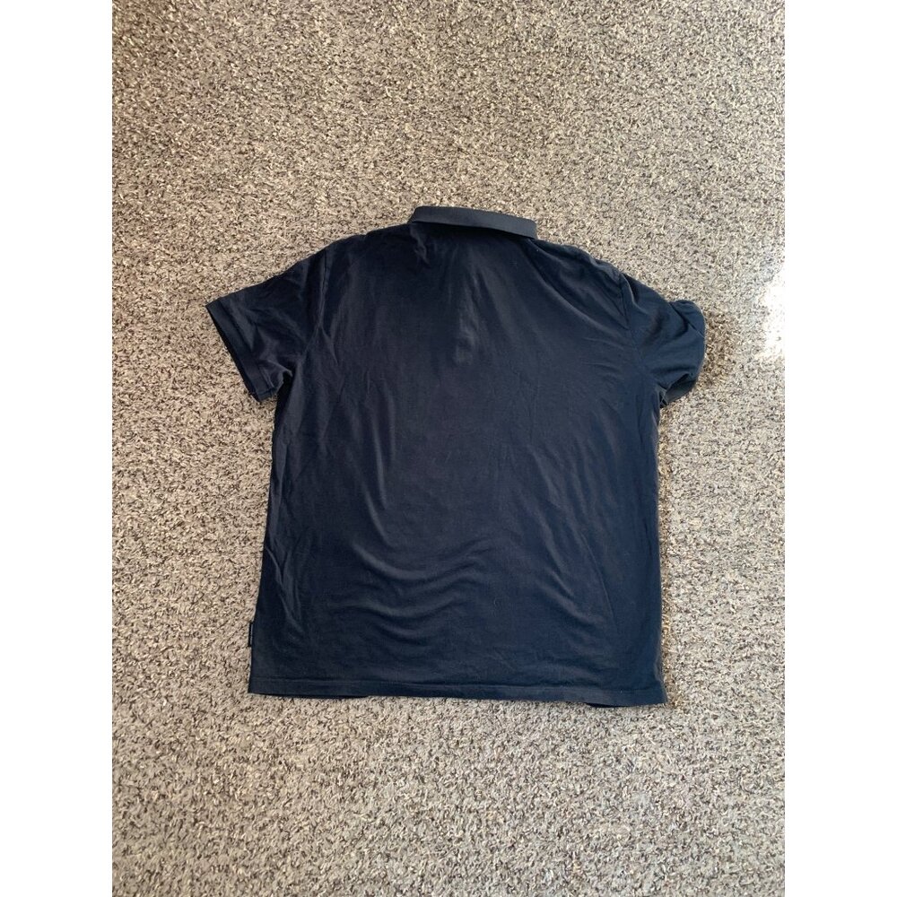 Armani Exchange Mens Navy Blue Polo Shirt Short Sleeve Button-Up Logo